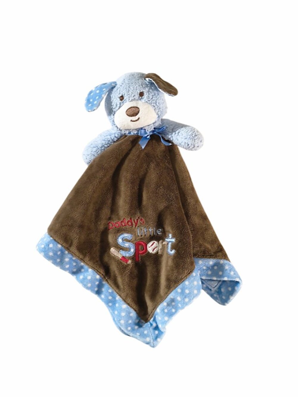 Okie Dokie Dog Daddy's Little Sport Baseball Rattle Lovey Blanket 17" X 17"